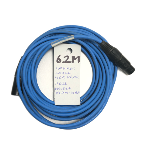 Canare cable 405 DA202 110Ω with Neutrik XLRM to XLRF 20 ft