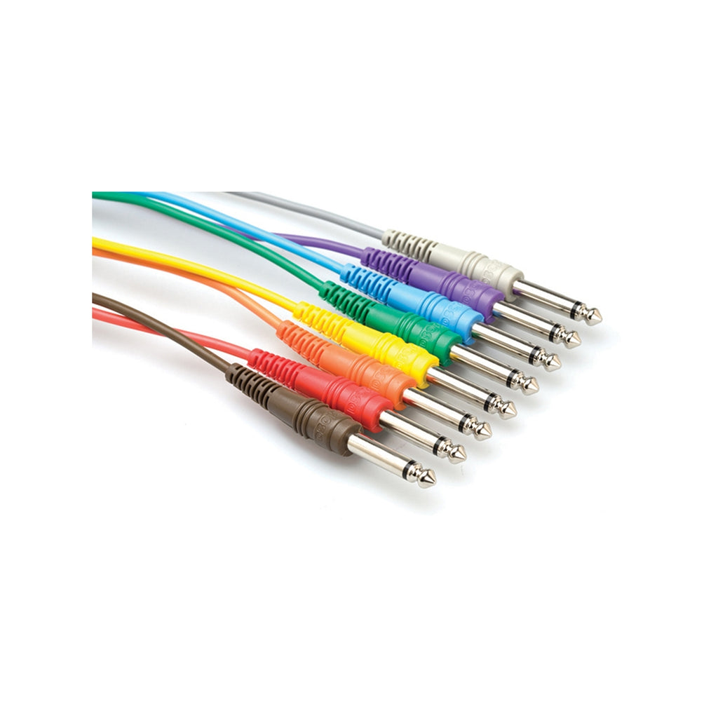 Hosa CPP-845 Unbalanced Patch Cables, 1/4 IN TS to same, 8 PC 1.5 FT
