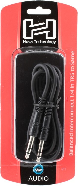 Hosa CSS-105 1/4 in TRS to 1/4 in TRS Balanced Interconnect Cable, 5 ft.